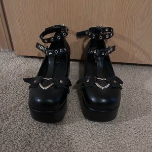 Cute black platform gothic boots